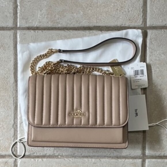 Coach Klare Crossbody Bag With Linear Quilting Taupe Leather - Picture 3 of 11